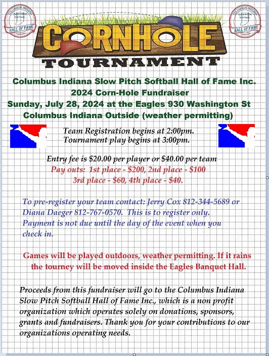 CISSHOF INC Cornhole Tournament Fundraiser Columbus Indiana Slow