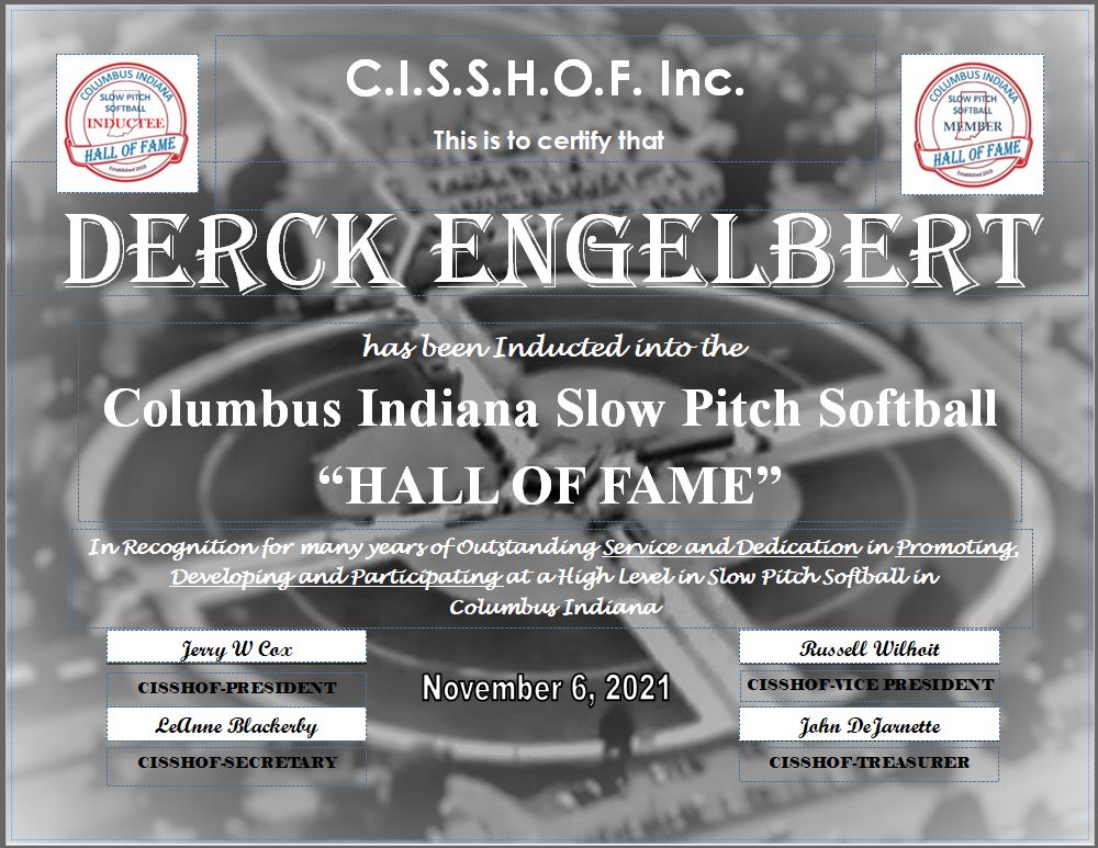 Derck Engelbert 2021 CISSHOF Certificate